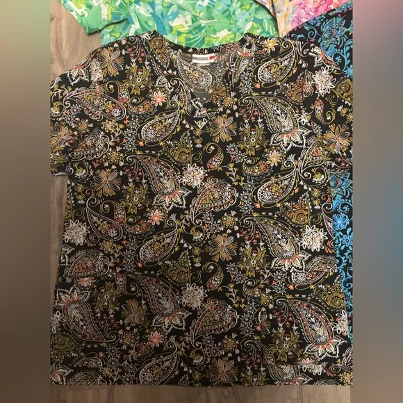 Colorful Patterned Scrub Top Lot - Picture 2 of 6